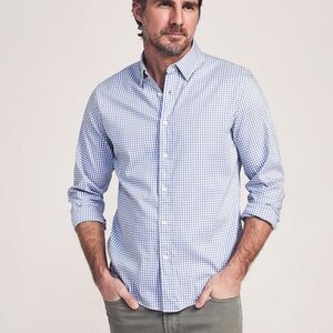 Faherty Size XL Blue & White Gingham Long Sleeve Button Down The Movement Shirt